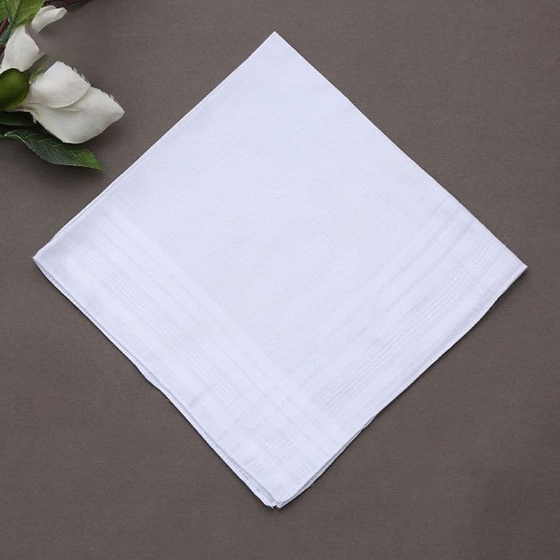 3 Pçs Masculino Feminino 100 % Algodão Lenços Branco Clássico Listrado Bolso Toalha Quadrada Pintura DIY
