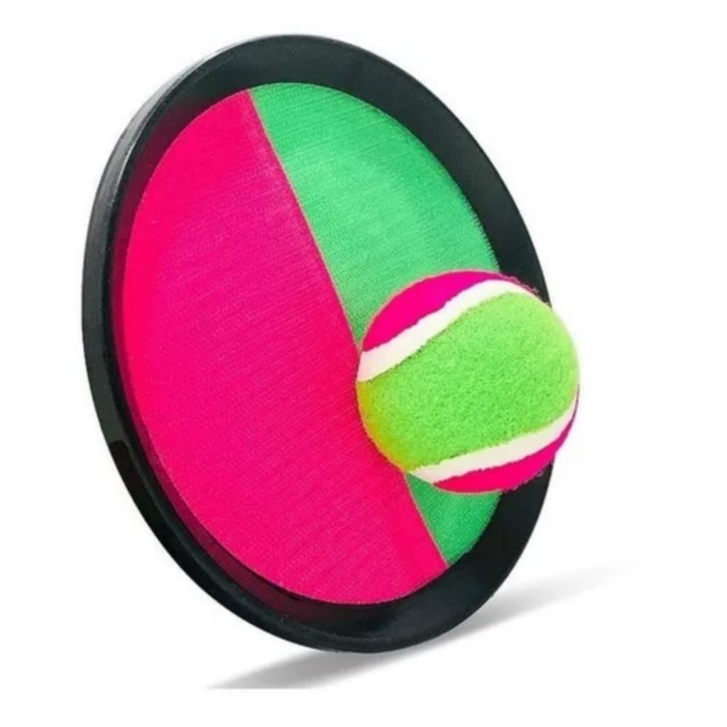Kit com 2 Raquetes de Praia e Camping com Tiras Autocolantes + Bola Esporte Infantil Pais Filhos