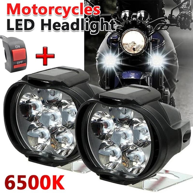2Pcs 6 LED Farol De Motocicleta/Lâmpada De Trabalho Para Motocicletas Nevoeiro Super Brilhante/Iluminaçãos Auxiliares Veículos Acessórios Carro