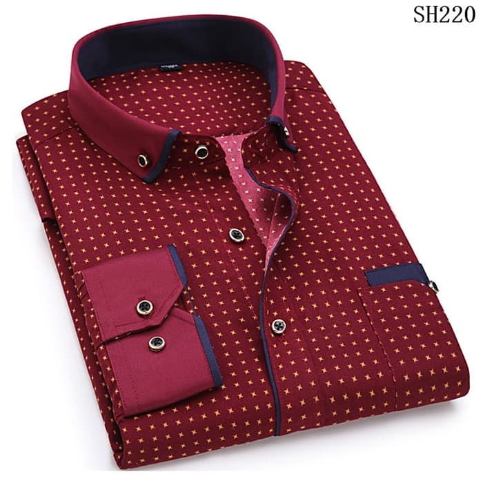 Moda Masculina Casual Camisa De Manga Comprida Impressa Slim Fit Camisas De Vestido Social Masculino Marca Para Homens