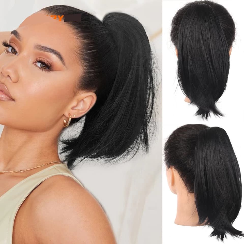 12 Polegadas Curto Sintético Garra Grampo Sobre Rabo De Cavalo Extensão De Cabelo Para Mulheres Peça