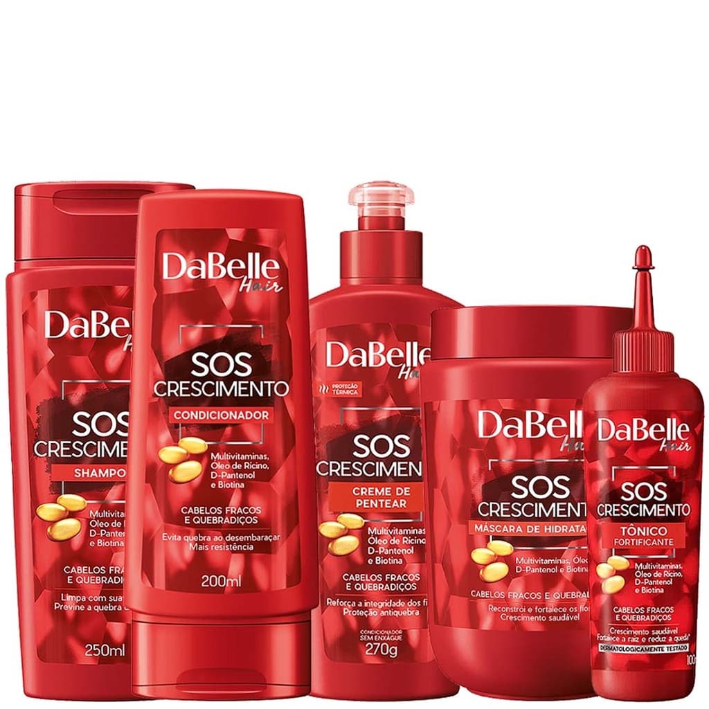 Kit Completo Dabelle Hair Sos Crescimento ( SH + COND + CPP +TONICO + MASC 800g ) 5 Itens