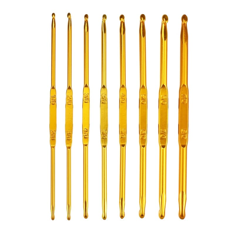 8Pcs 1/0-8 Crochê De Óxido De Alumínio Ouro Cabeça Dupla Malha De Faça-Você-Mesmo