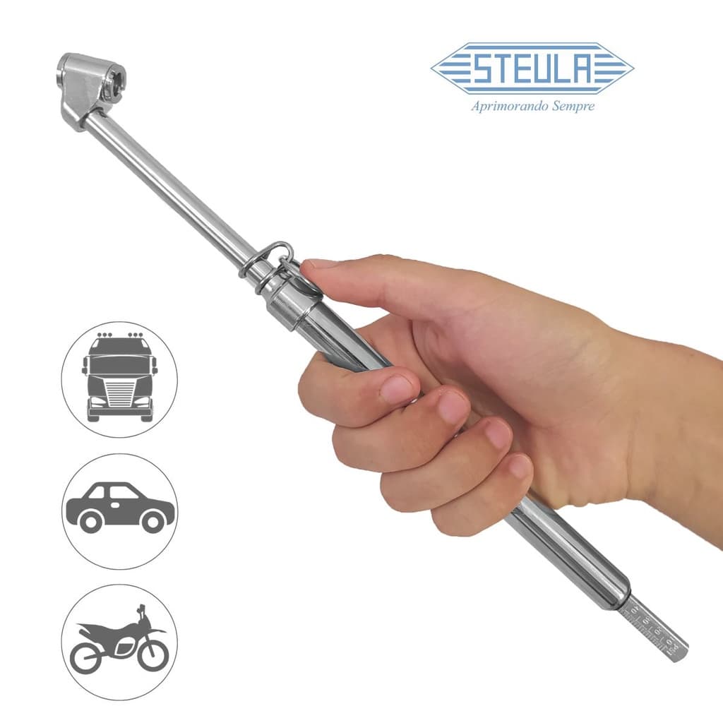 Calibrador De Pneus Profissional Caminhão Carro Moto Tipo Caneta Steula 10-150psi