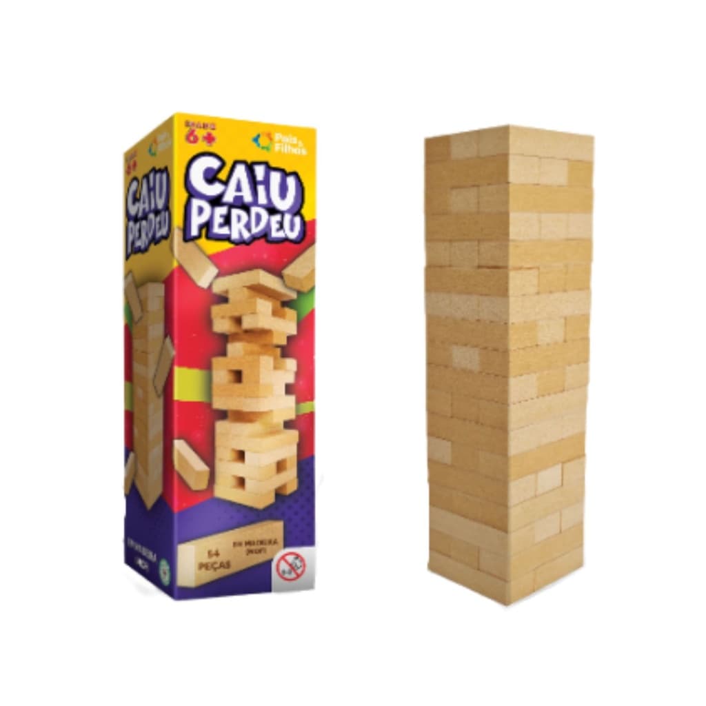 Jogo Caiu Perdeu Brinquedo Torre  Equilíbrio Madeira Jogos de tabuleiro Toda Família Férias Viagem