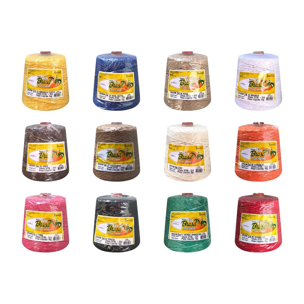 Cordão Macramê Barbante Grosso 24 Fios Colorido 1 Kg Eco Brasil
