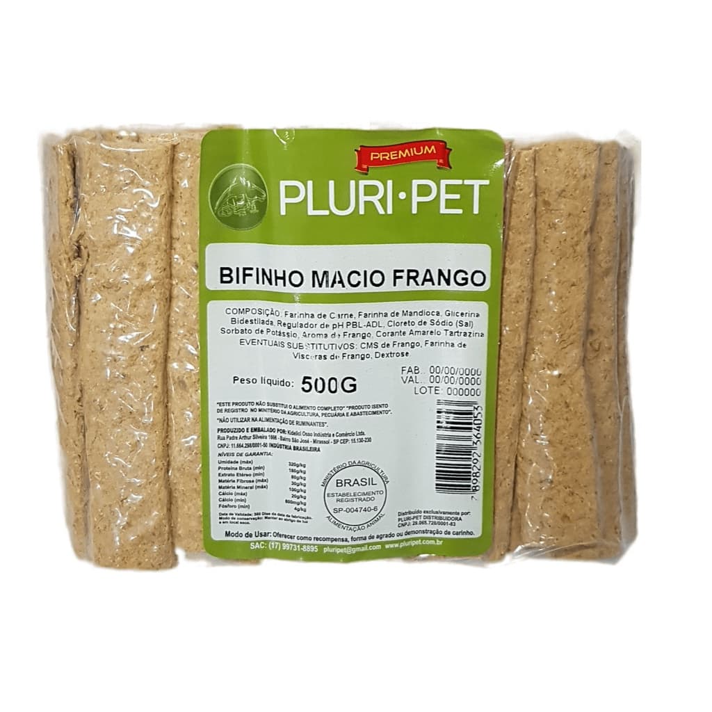 Bifinho Macio  - PLURI-PET - Sabor Frango - 500g