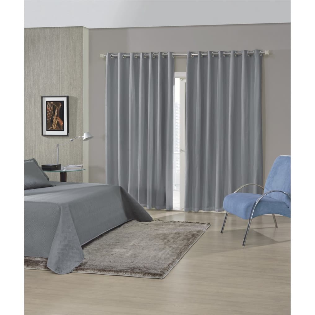 Cortina Blackout tecido sala/ quarto 3,00x2,50 CINZA ESCURO