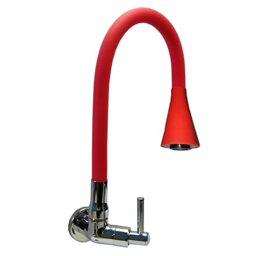 Torneira  Bica Móvel Cozinha Parede com Tubo SILICONE Gourmet Vermelho AREJADOR CONE