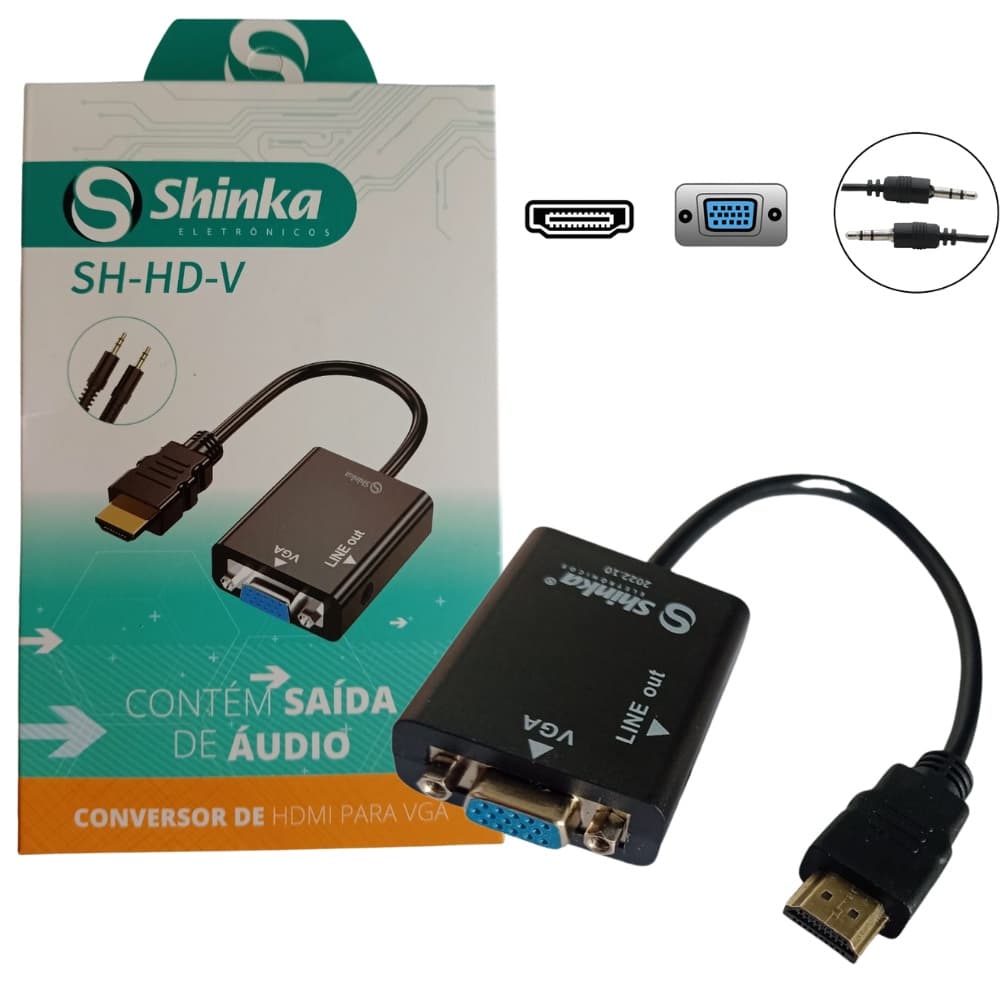 Conversor HDMI para VGA - Com Saída de Áudio St