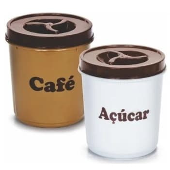 Conjunto Mantimento Redondo Tampa Com Rosca Café E Açúcar