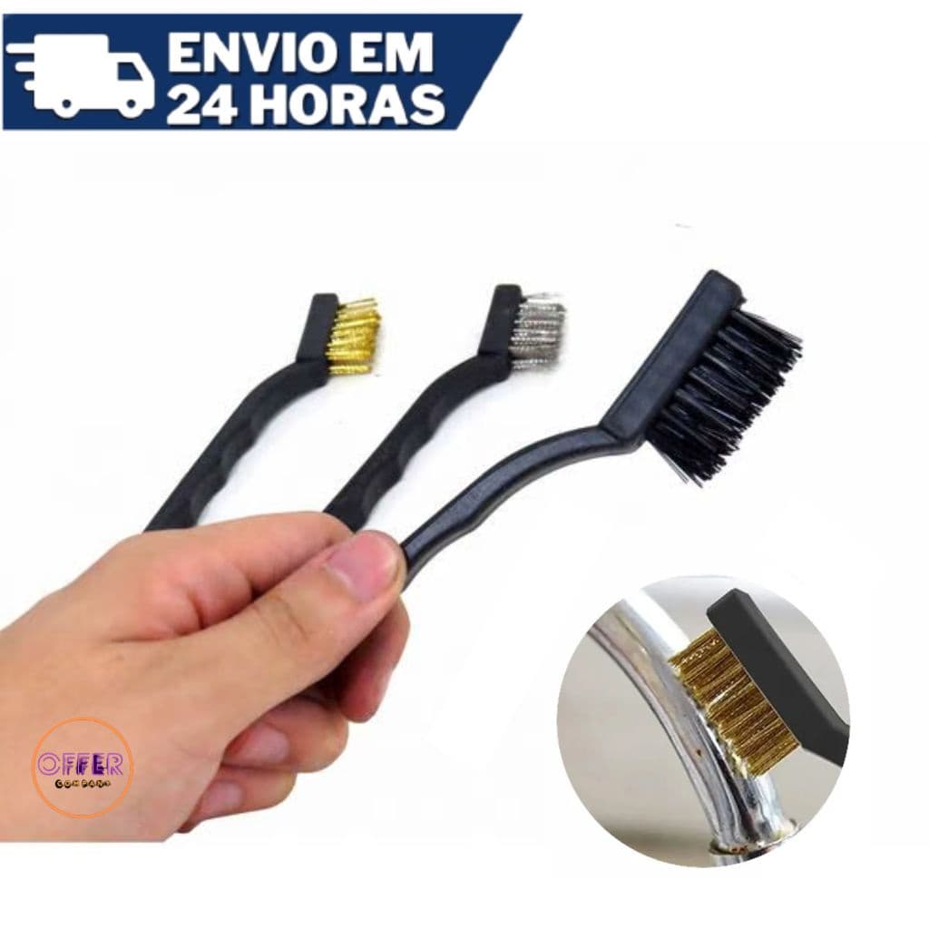 Kit Escovas Multiuso 3 Peças De Aço Latão Nylon Top Rio Promoção Oferta
