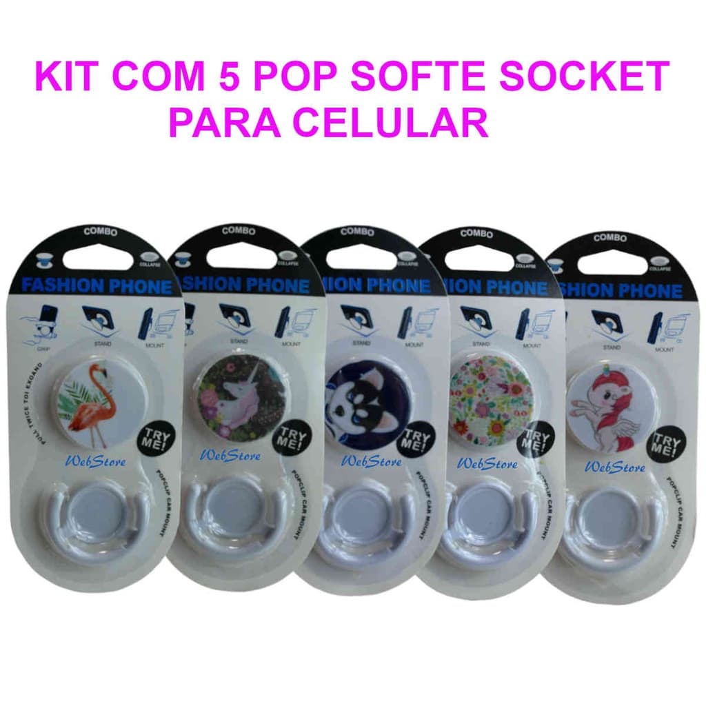 Popsockets - pop socket suporte para celular - Kit com 5 pop softe socket