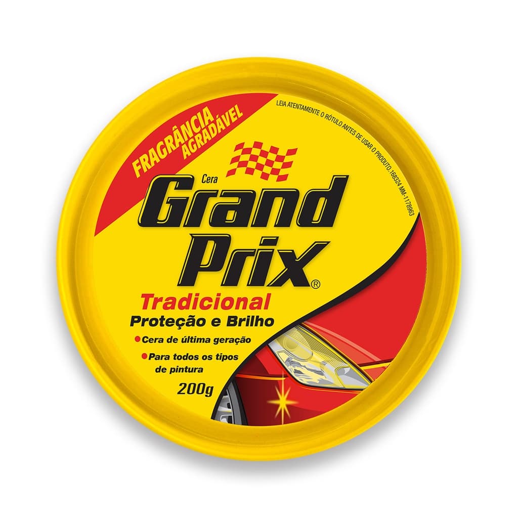 Cera em Pasta Tradicional Lata 200g Grand Prix 1 Un -Cera Automotiva Carro em Auto Brilho e Proteção