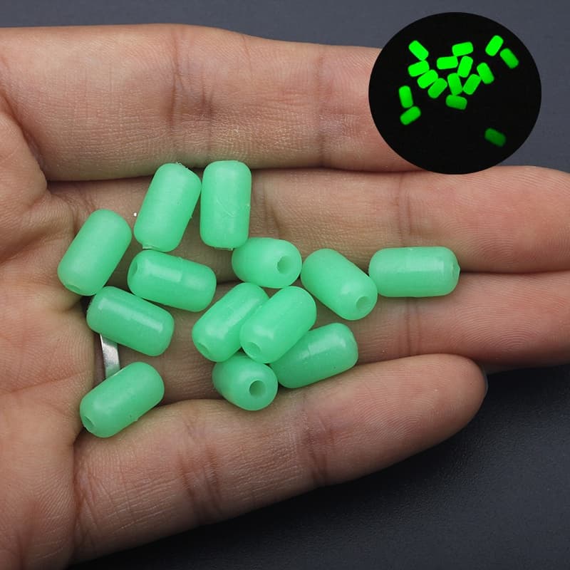 100pçs Bujão De Contas De Pesca Macias Paradas De Espaço Redondo Luminosas De Borracha Macia Cilíndrica Luz Noturna Pare De Acessórios