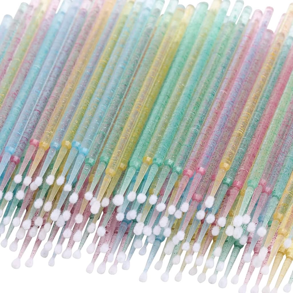 100pçs/Bolsa Micro Escovas Com Varinhas De Cristal Aplicadores De Microeswabs Descartáveis Para Extensões De Cílios