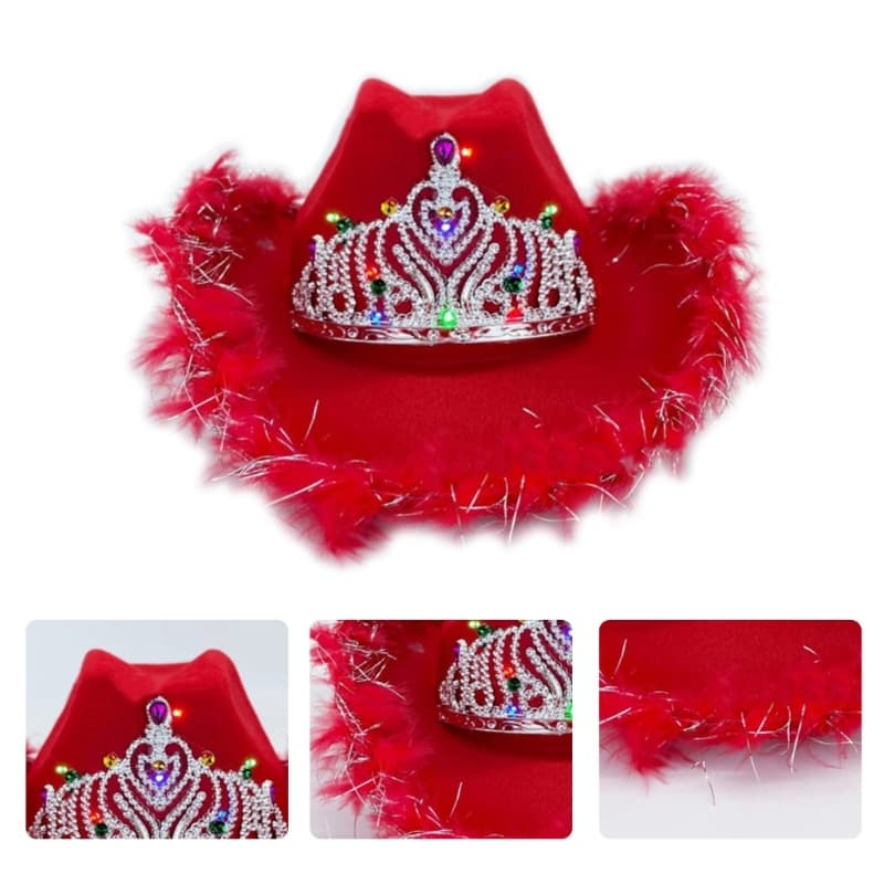 GODD Chapéu De Cowboy Com Luz LED Para Adultos , Cosplay , Ocidental Igreja , Modelo De Show Feltro Homens
