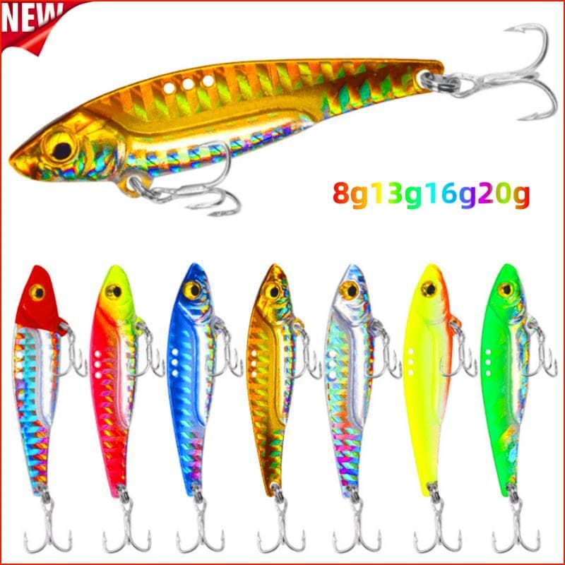 Isca Artificial vib Long Throw Metal Placa De Ferro Lantejoulas Com Ranhuras De Sangue Anzol Pesca No Mar Falsa De Água Doce
