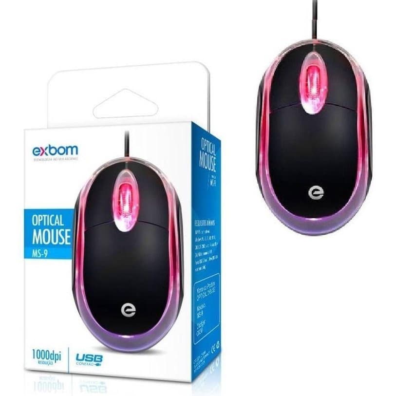 Mouse Com Fio Ergonômico Usb Óptico Resolução 1000 Dpi