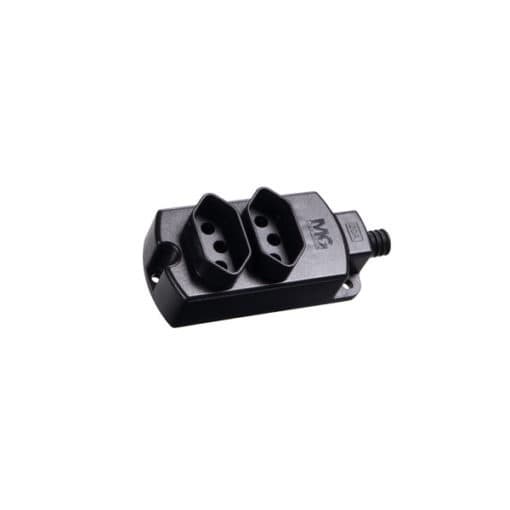 Tomada Barra Margirius 10a 2 Tomada 2p+T Tmu2-310 Preta