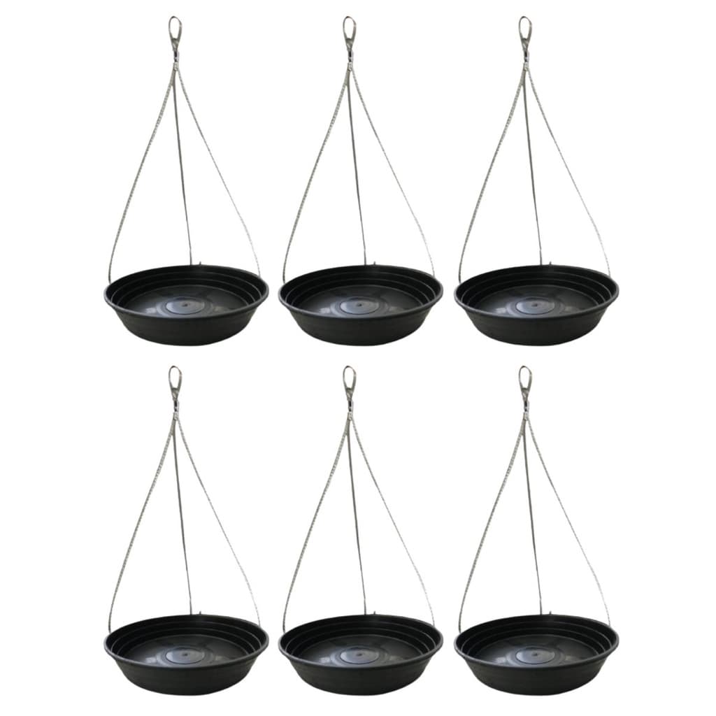 Kit 12 Suporte Suspenso P/ Pendurar Vaso E Planta Grande - Prato De Plástico 26 cm + Cabo de Aço Pendente de Vasos 64cm