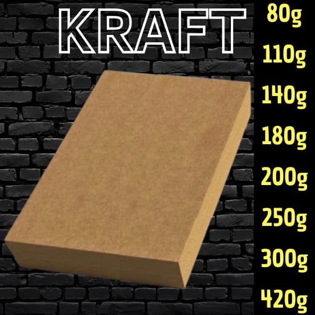 Papel Kraft Natural (Medidas A4, A3 e 30,5x30,5) 80g 110g 140g 180g 200g 250g 300g 420g