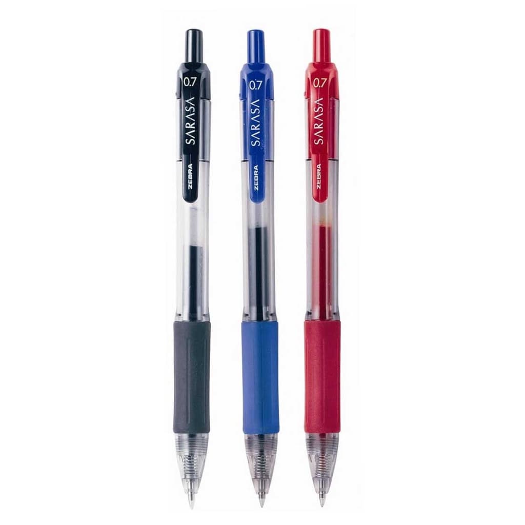 Caneta Gel Zebra Sarasa 0.7 mm Ponta Fina com Grip Emborrachada Retrátil