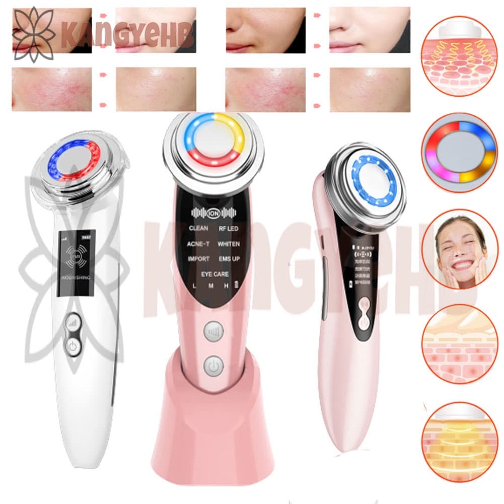 7 in 1 Massageador Facial Ultrassom Radiofrequência Máquina De Beleza Fototerapia Quente Remoção De Rugas Instrumento De Beleza Rejuvenescimento Lifting