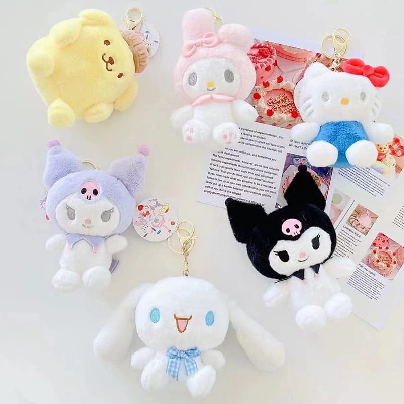 Sanrio Kawaii Kuromi Hello Kitty My Melody Cinnamoroll Brinquedos Recheados Fofos Chaveiros Presentes Para Crianças