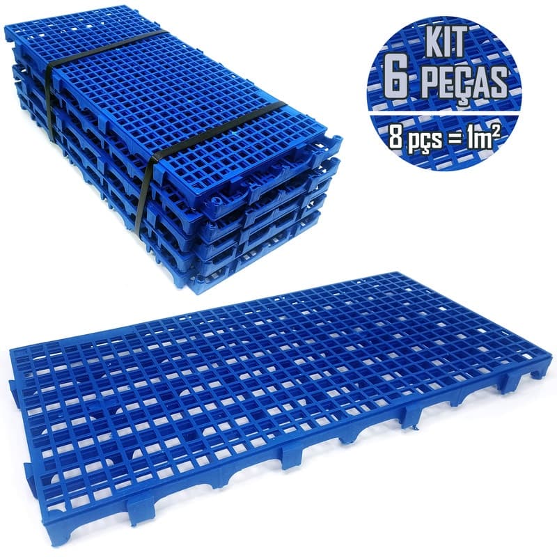 Palete Piso Pallet Deck Estrado Plastico Pet Canil Azul