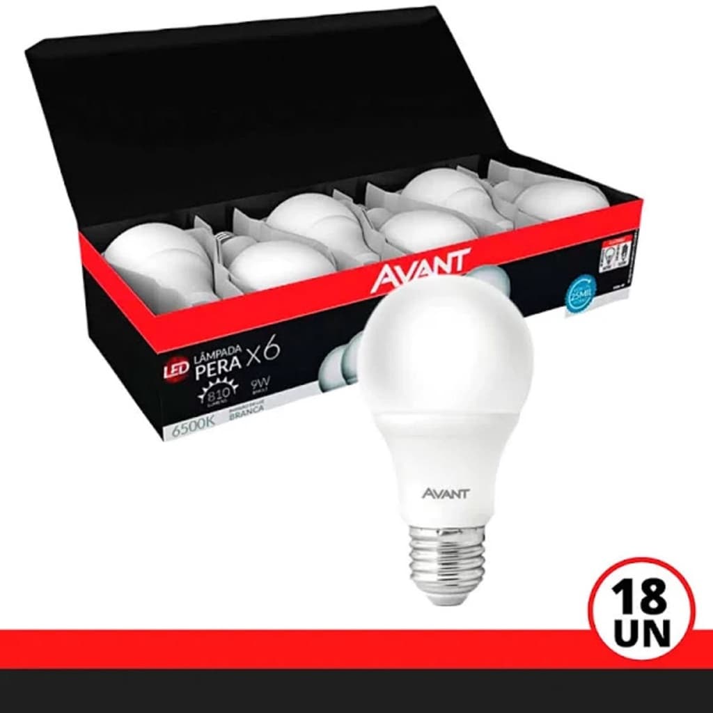 3 Kit c/6 Lâmpadas Led 9w Bulbo E27 18 Lâmpadas Branco Frio