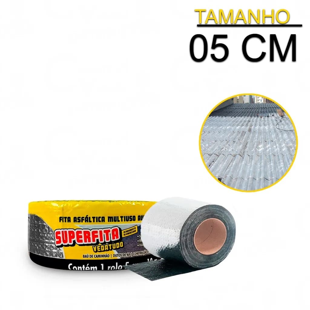 Manta Asfáltica Para Telhado Auto Adesiva Impermeável Vedatudo Metalizada 5cm x 10m