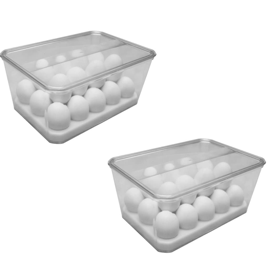 Kit 2 Organizador Porta Ovos Acrílico Com Tampa Geladeira Cozinha Ovos Galinha