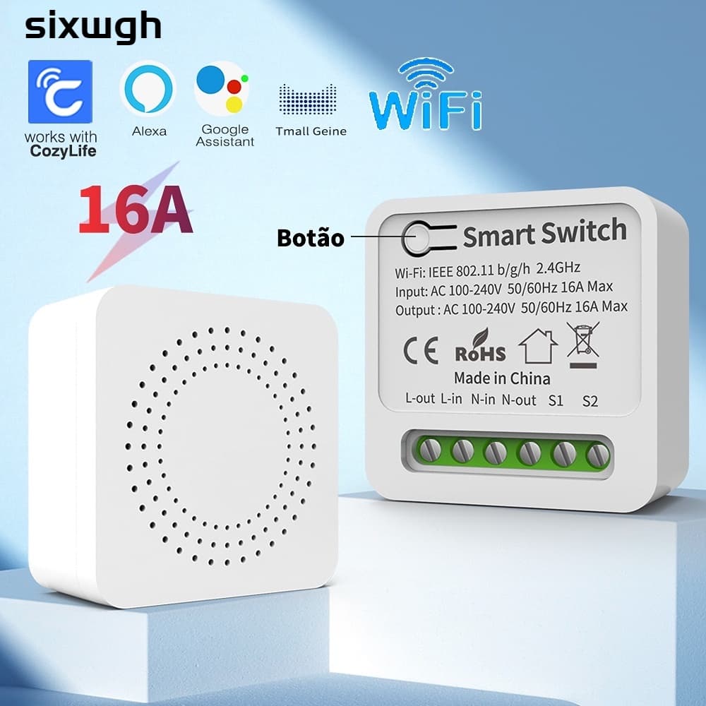 Mini Interruptor Inteligente smart switch Suporte wifi google Para Controle De Voz Alexa