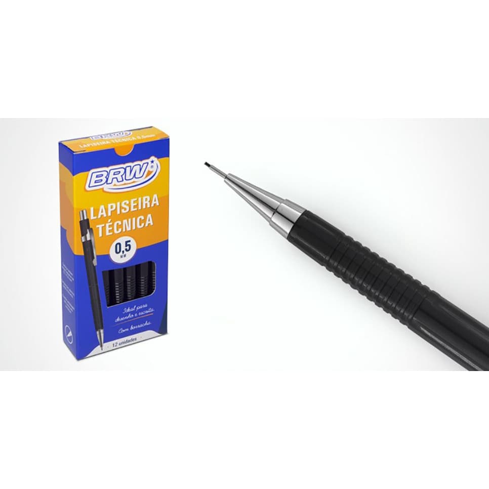 Lapiseira Técnica 0,5mm com Borracha com 12 unidades