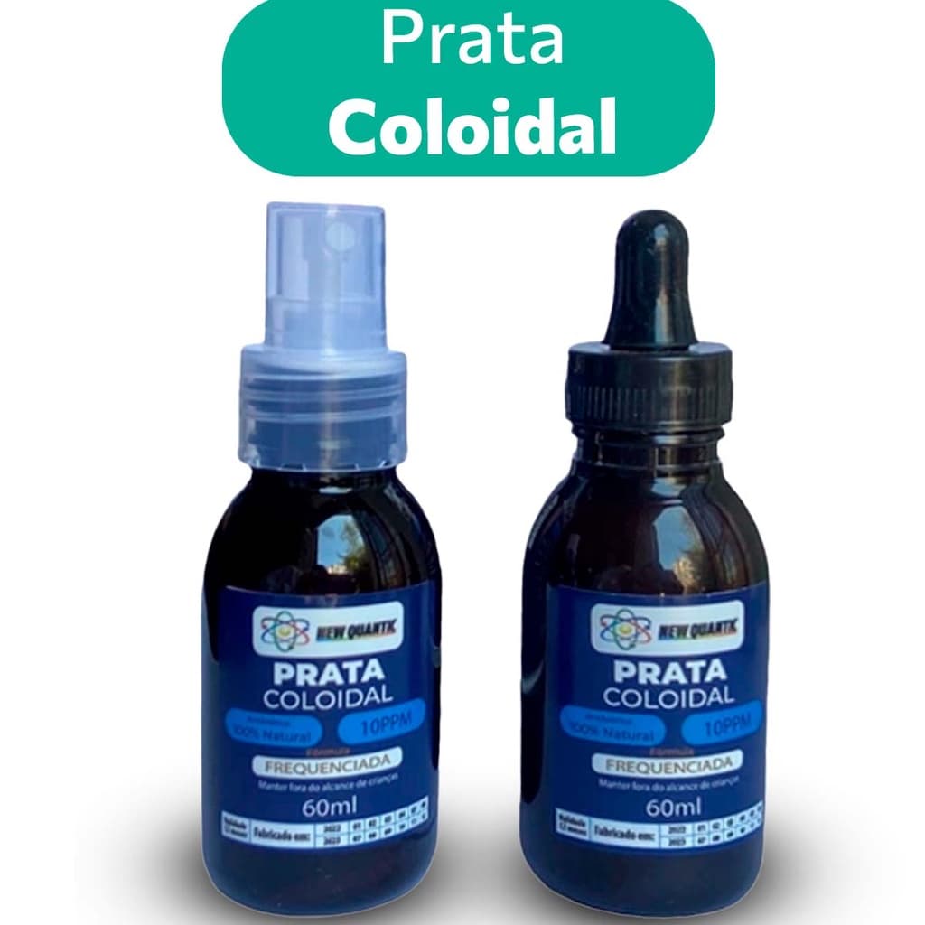 KIT COM 1 ÁGUA DE PRATA COLOIDAL  SPRAY 60 ML + 1 ÁGUA DE PRATA COLOIDAL COM GOTAS