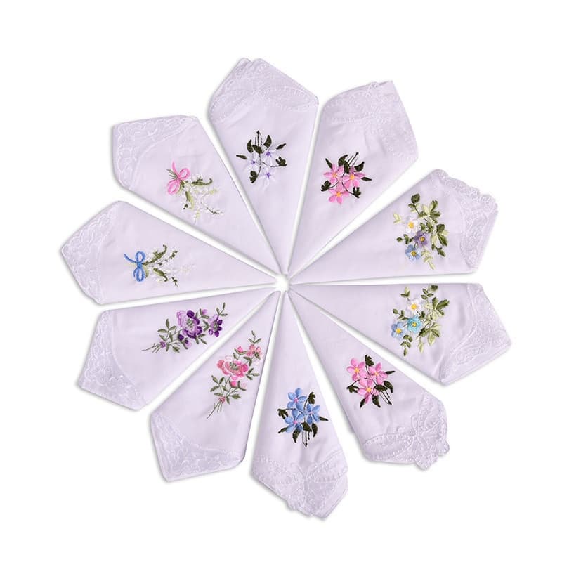3 Pçs 28x28cm Quadrado Borboleta Flor Bordado Renda Algodão Branco Senhoras Lenço Presente De Festa De Casamento
