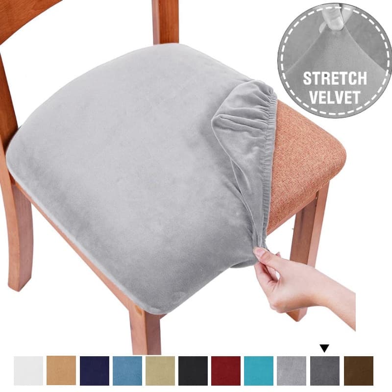 Cadeira De Jantar Spandex Grosso De Veludo Coberturas De Elásticas Removíveis Almofada Elástica Lavável Para Cima Capas De