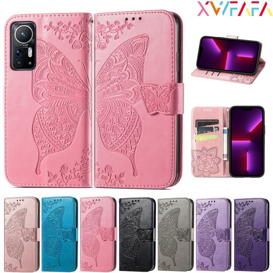 Para Redmi 10 10C 10A 9 9A 9C 8 Fashion Carteiras De Borboleta Suporte Cartão De Couro PU Chute Capa Celular