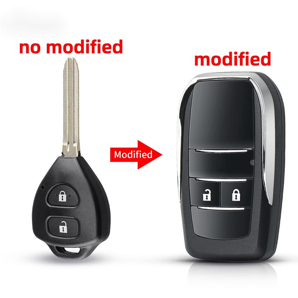 2 Botões Modificado Dobrável Chave Escudo Substituição Caso Remota Para Toyota Vios Yaris Flip Acessórios