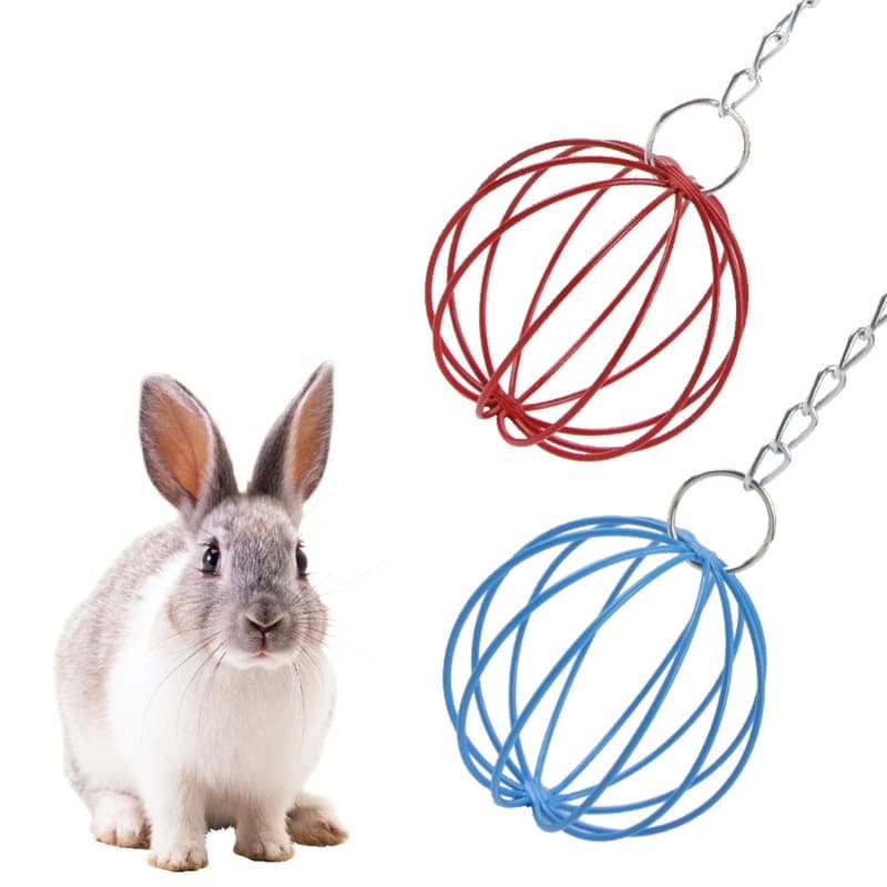HUS Esfera Redonda Alimentação Dispensar Pendurado Bolas Metal Feno Cobaias Hamster Coelho Galvanoplastia Grama Pet P
