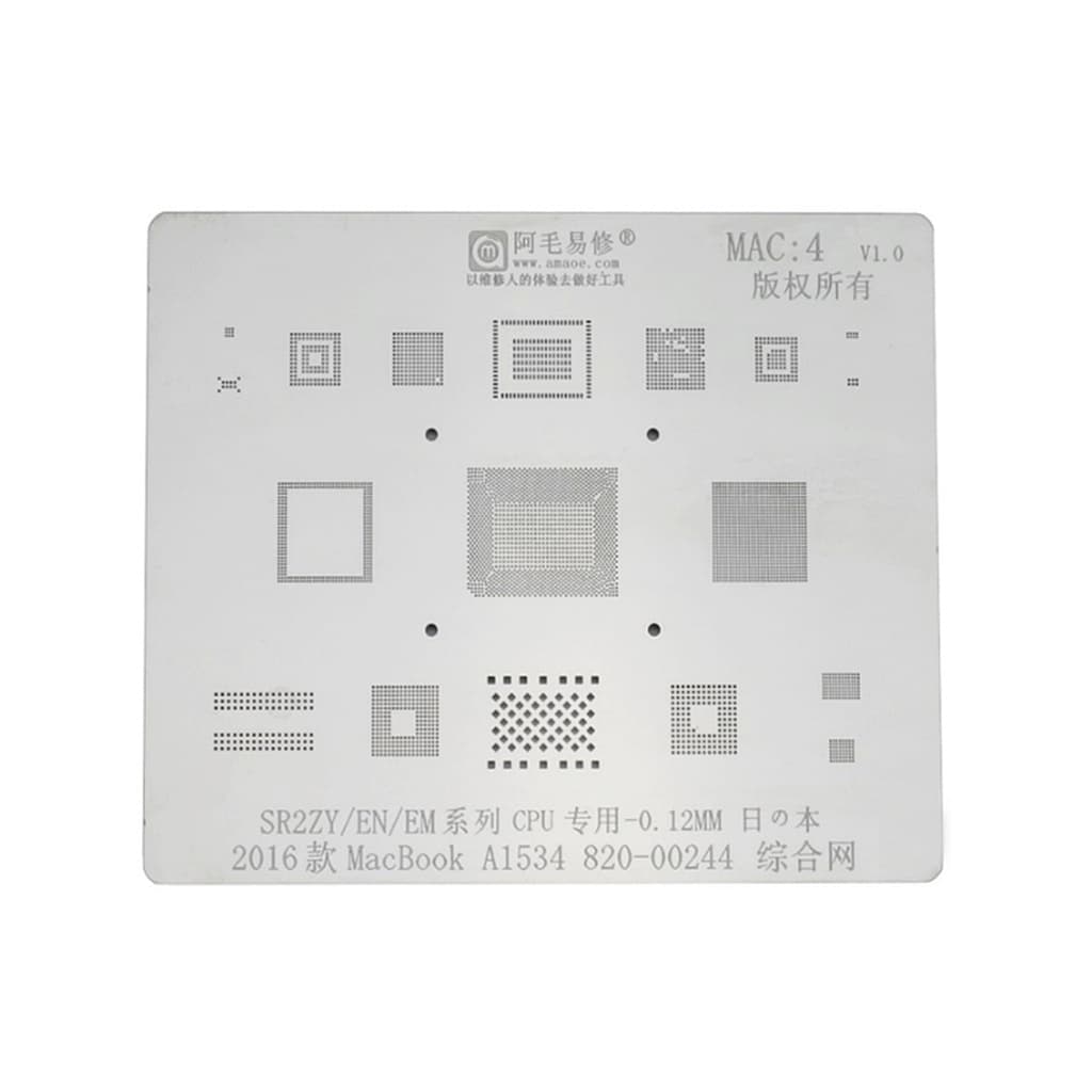 Stencil MacBook 2016 A1534 820 00244 SR2ZY CPU 0.12mm Amaoe MAC4 02897