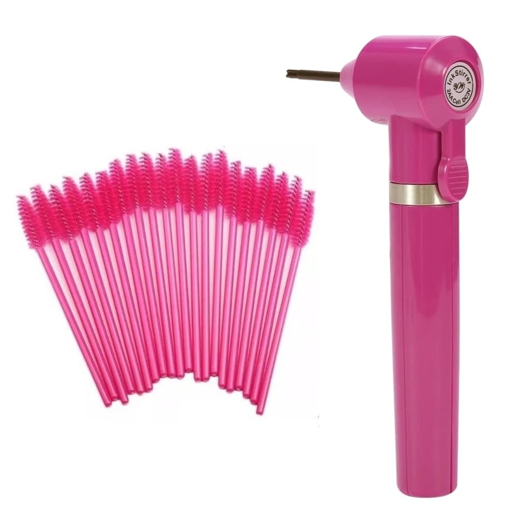 Kit Designer 100 Escova Sobrancelha Pincel Aplicador +  Mixer Misturador Mini Pigmentos Henna Rena