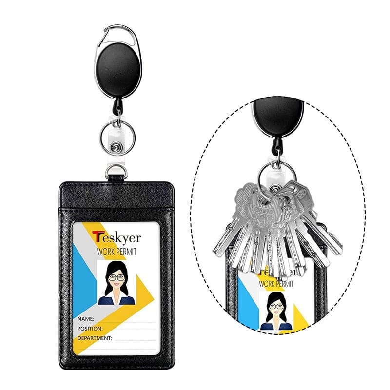 Porta-Crachás Retráteis Com Clipes De Carretel Mosquetão , Cordão Vertical Durável Para Cartões De Identificação De Cour