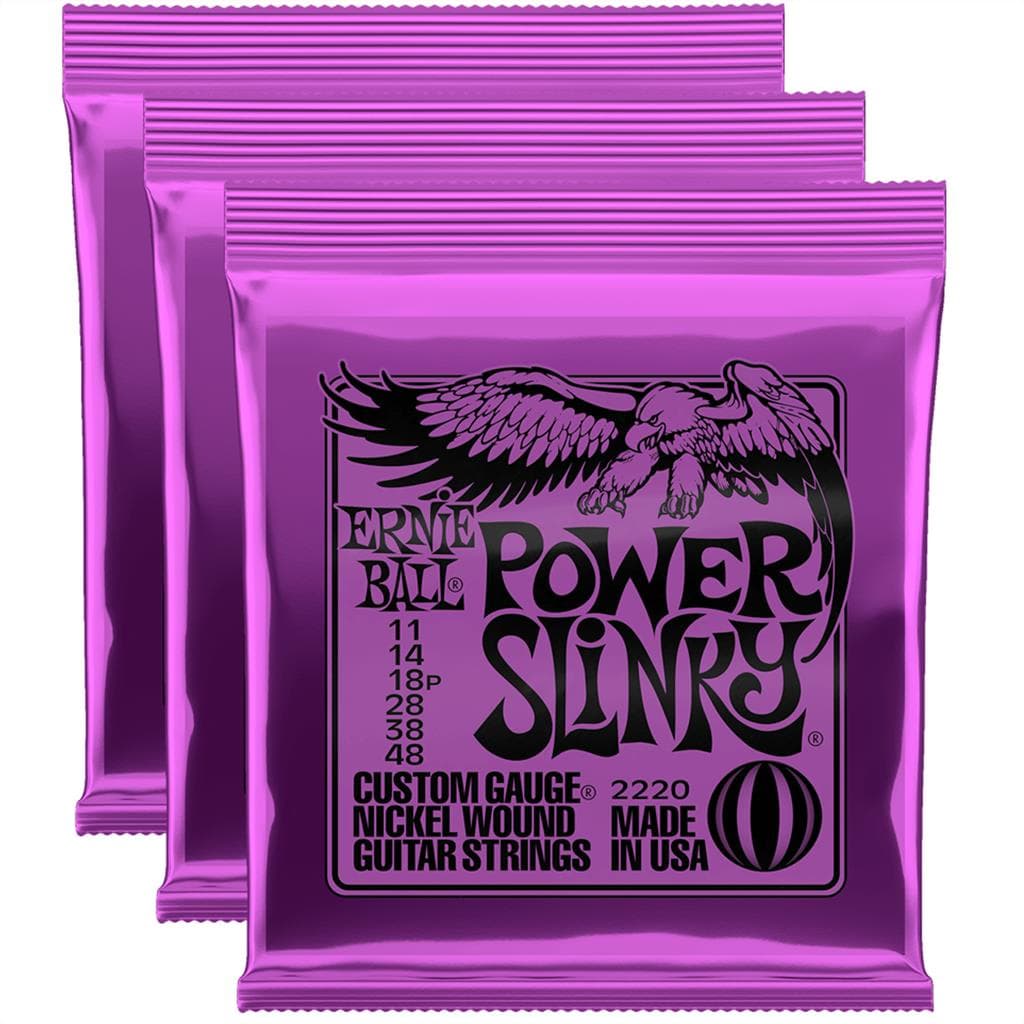 Kit C/ 3 Encordoamentos Guitarra Ernie Ball Power Slinky 011