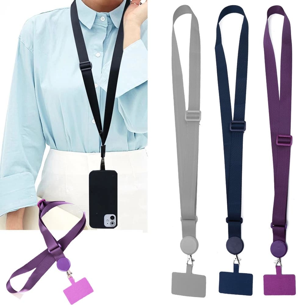 Cordão De Corda De Pescoço Ajustável Universal Para Telefone Celular Chaves Anti-Perda Alças Com Cartão Patch Durável Destacável