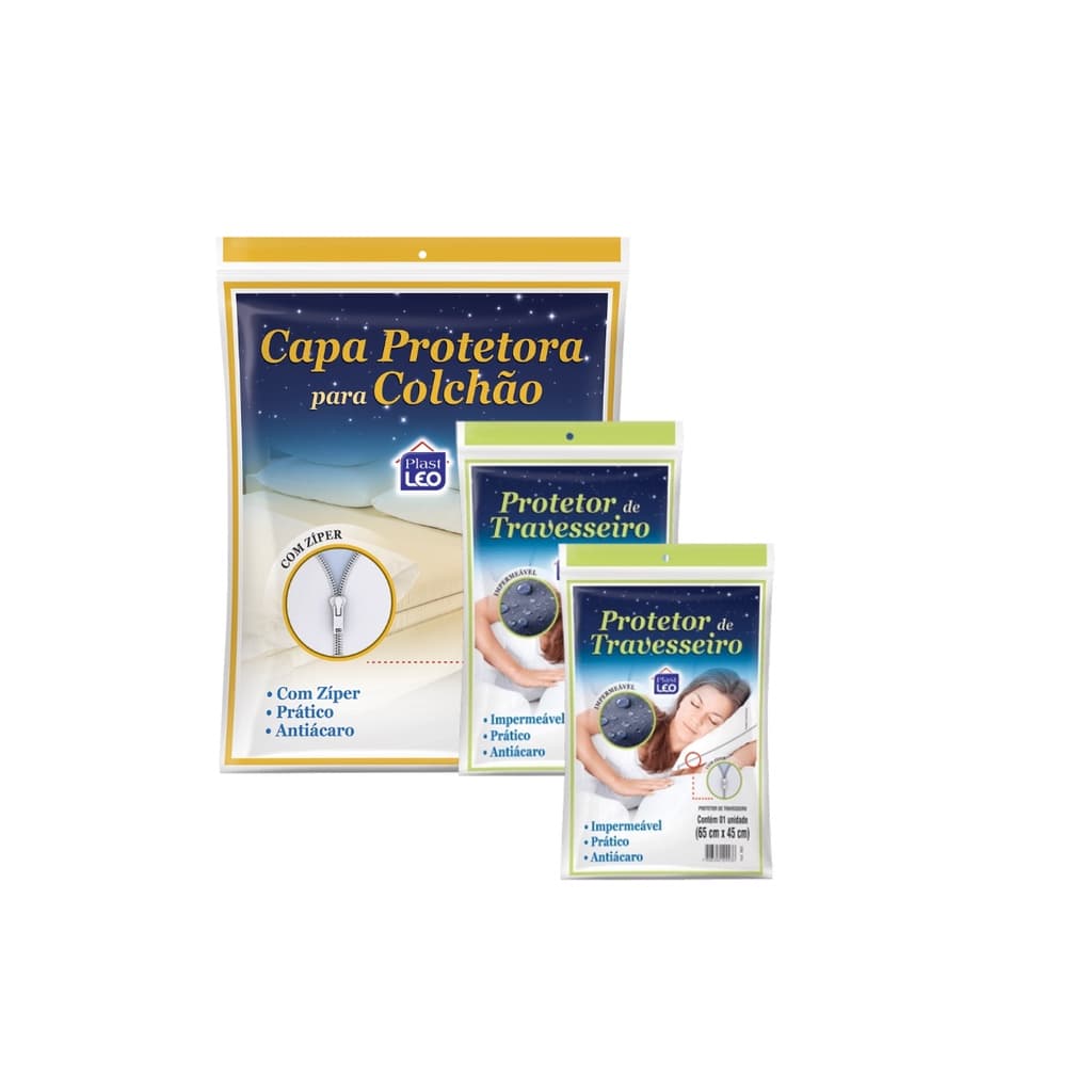 Kit 2 Capas Protetoras Travesseiro + 1 Capa Colchão Impermeável Antiácaro 3pçs