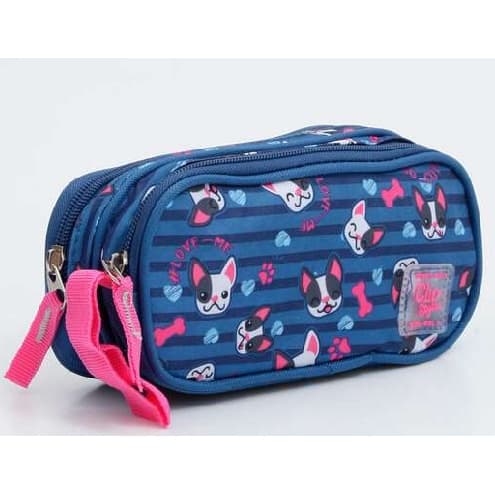 Estojo bolsinha de lapis Feminino Pet Patinhas cachorrinhos escolar