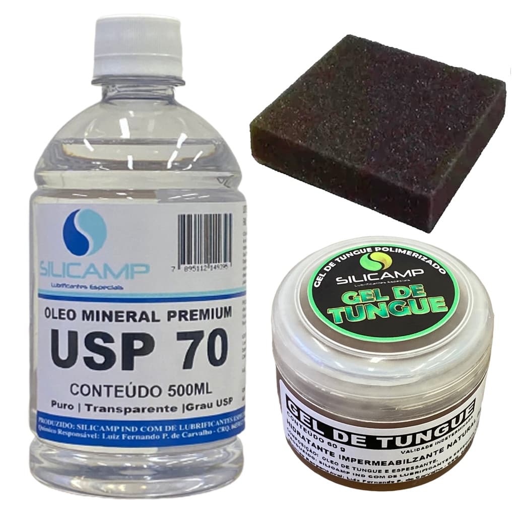 Kit Oleo E Gel p/ Tabua De Corte Hidratar E Impermeabilizar