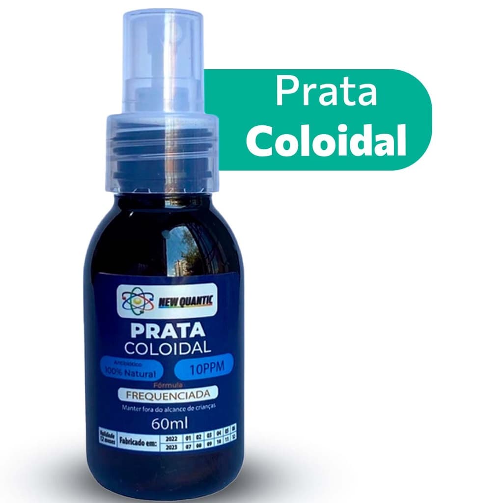 ÁGUA DE PRATA COLOIDAL 10PPM FREQUENCIADA EM SPRAY - 60ML